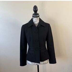 Ann Taylor Size 2 Black Structured Blazer - Elegant Peplum Detail - Work Office